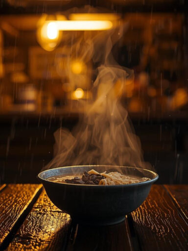 Semangkuk soto tradisional panas dinikmati saat musim hujan