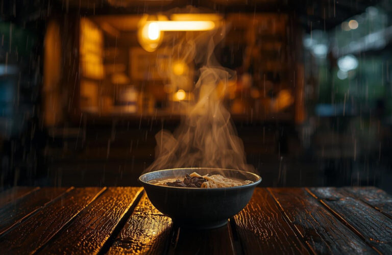 Semangkuk soto tradisional panas dinikmati saat musim hujan