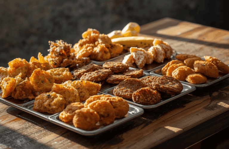 Aneka gorengan rumahan renyah di atas meja kayu