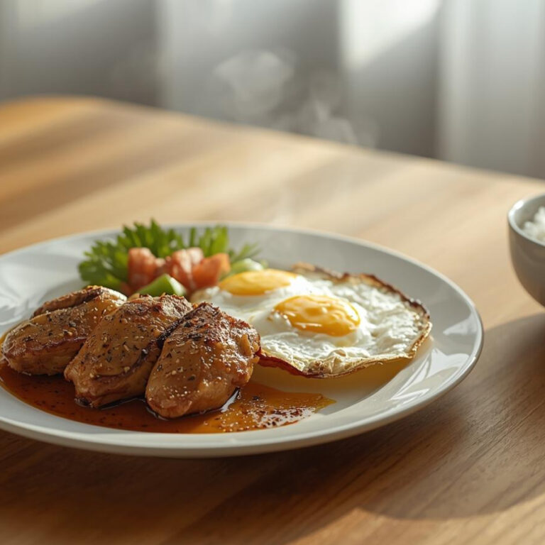Hidangan ayam lada hitam dan telur crispy sebagai contoh masakan rumahan cepat