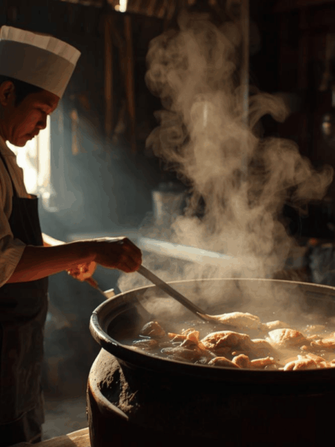 Proses merebus kaldu ayam alami tanpa MSG